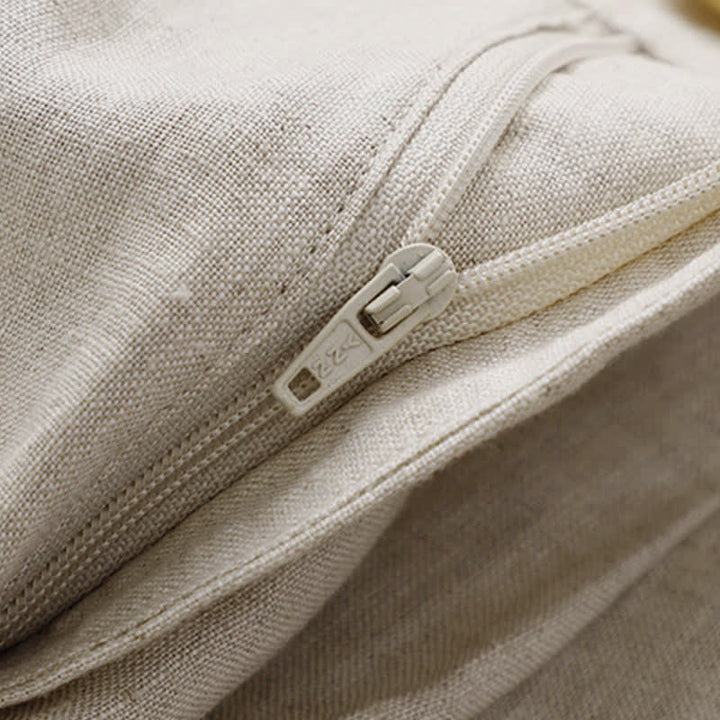 Buddha Stones Pantalon Capri uni à boutons, style minimaliste et décontracté d'été, avec poches. - image 3