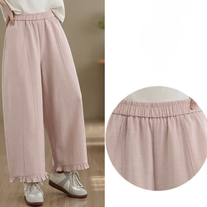 Pantalon court uni style minimaliste décontracté d'été Buddha Stones pour femme, jambes larges et poches - image 12