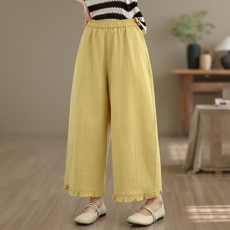 Pantalon court uni style minimaliste décontracté d'été Buddha Stones pour femme, jambes larges et poches - image 16