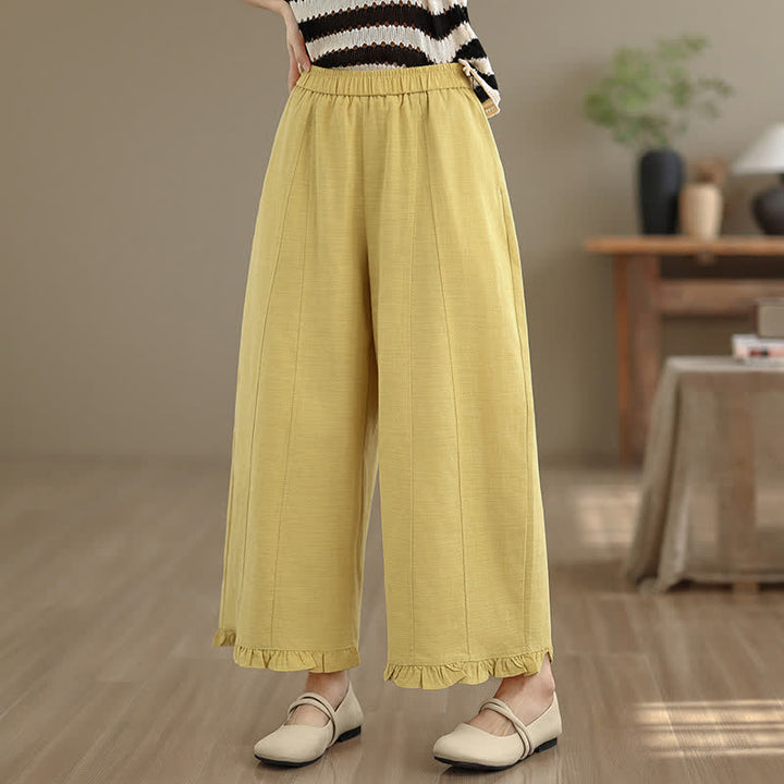 Pantalon court uni style minimaliste décontracté d'été Buddha Stones pour femme, jambes larges et poches - image 16