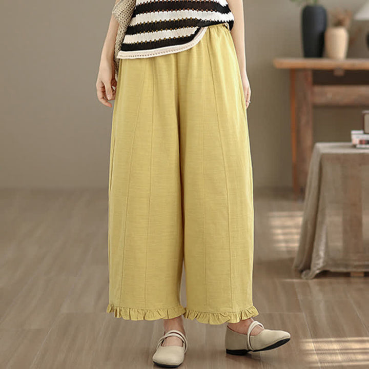 Pantalon court uni style minimaliste décontracté d'été Buddha Stones pour femme, jambes larges et poches - image 18