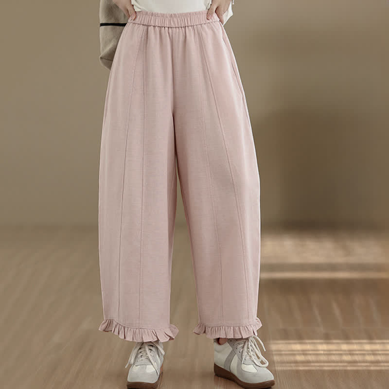 Pantalon court uni style minimaliste décontracté d'été Buddha Stones pour femme, jambes larges et poches - Rose clair - US8-10，UK/AU12-14，EU40-42 (2XL) - image 7