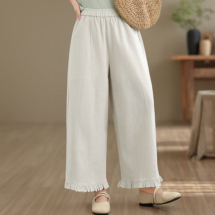 Pantalon court uni style minimaliste décontracté d'été Buddha Stones pour femme, jambes larges et poches - image 31