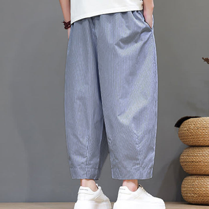 Pantalon Capri rayé à cordon de serrage Buddha Stones , style sarouel, avec poches, idéal pour l'été. - image 14