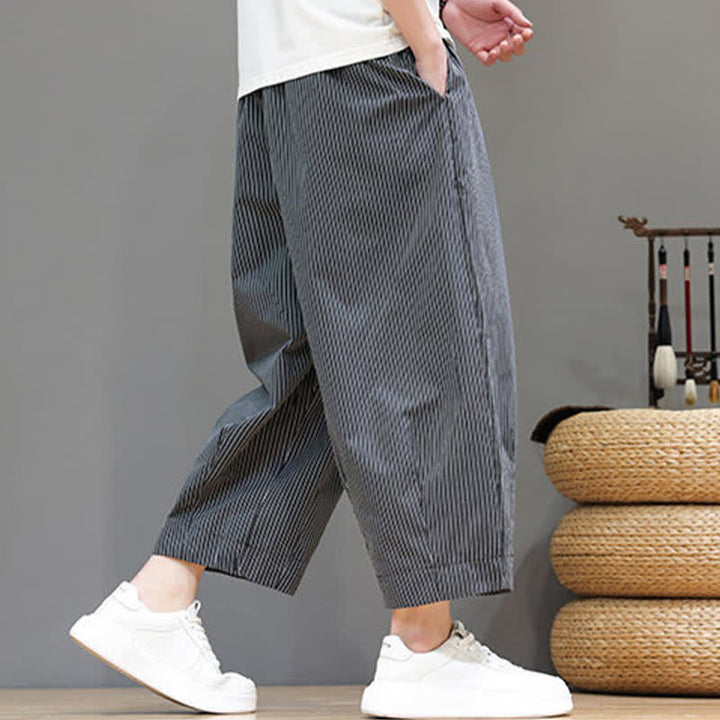 Pantalon Capri rayé à cordon de serrage Buddha Stones , style sarouel, avec poches, idéal pour l'été. - image 38