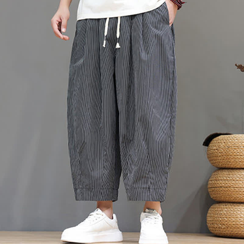 Pantalon Capri rayé à cordon de serrage Buddha Stones , style sarouel, avec poches, idéal pour l'été. - image 36