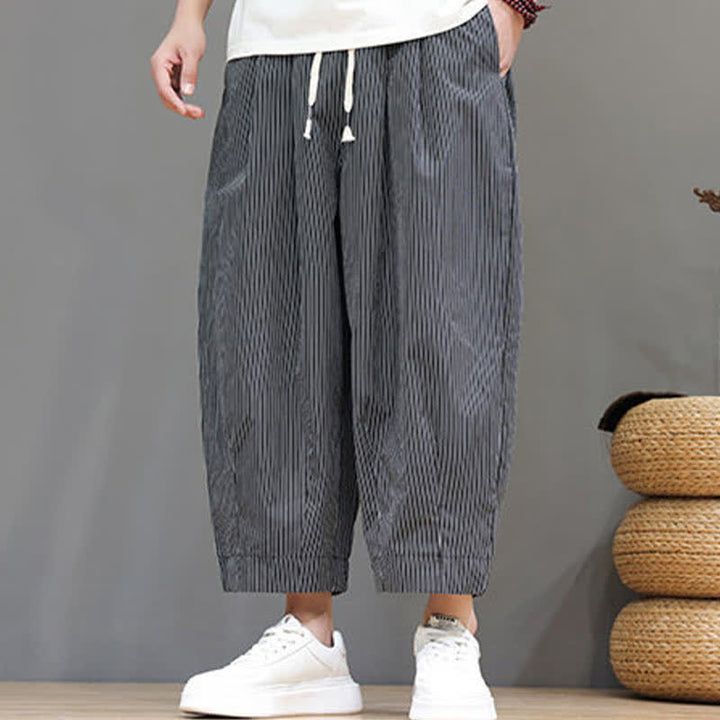 Pantalon Capri rayé à cordon de serrage Buddha Stones , style sarouel, avec poches, idéal pour l'été. - image 36