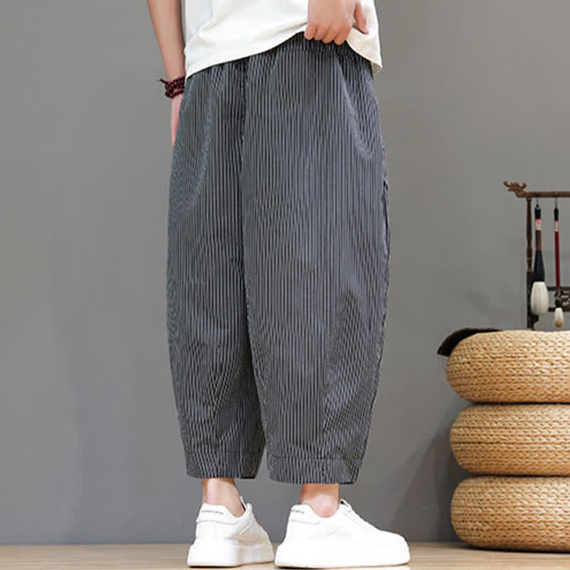 Pantalon Capri rayé à cordon de serrage Buddha Stones , style sarouel, avec poches, idéal pour l'été. - image 42