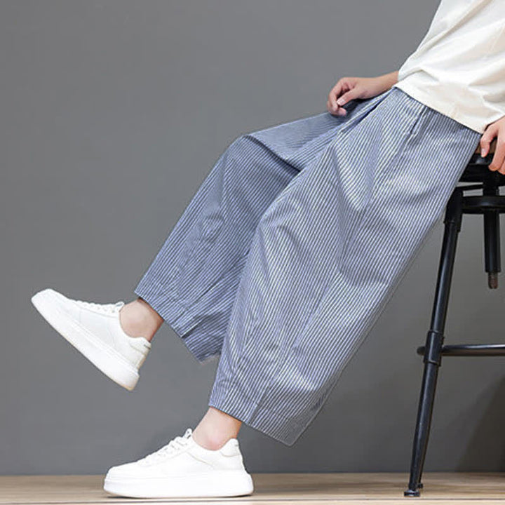 Pantalon Capri rayé à cordon de serrage Buddha Stones , style sarouel, avec poches, idéal pour l'été. - image 11
