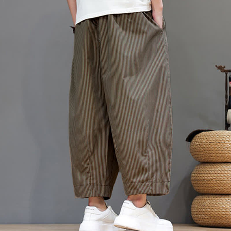 Pantalon Capri rayé à cordon de serrage Buddha Stones , style sarouel, avec poches, idéal pour l'été. - image 27