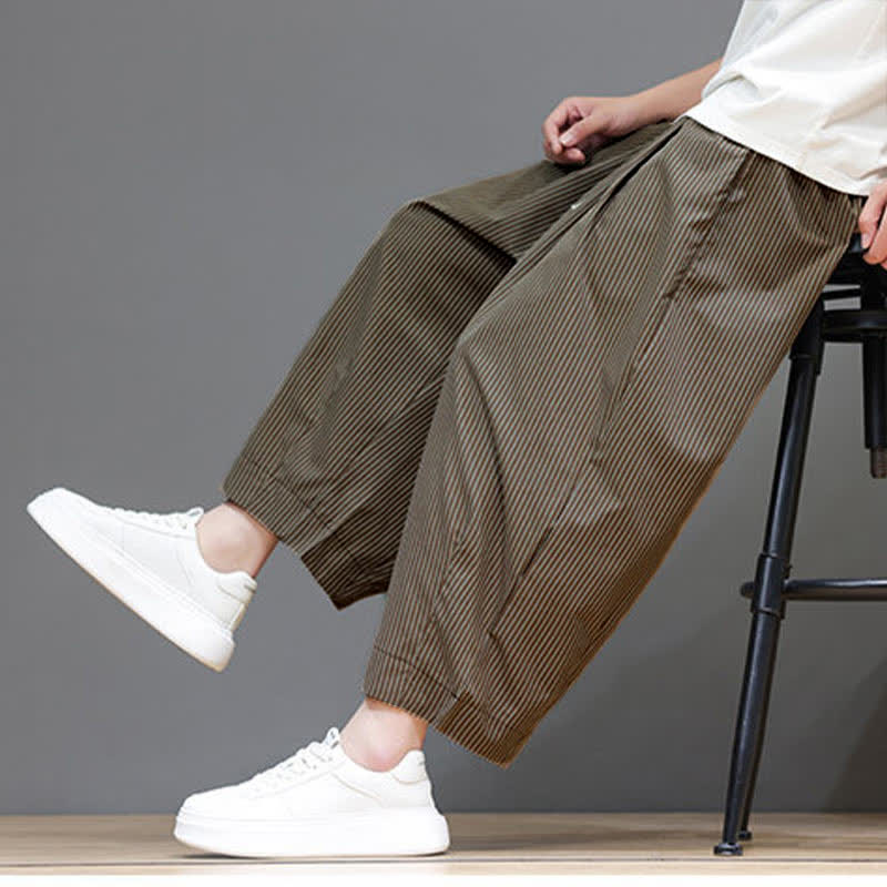 Pantalon Capri rayé à cordon de serrage Buddha Stones , style sarouel, avec poches, idéal pour l'été. - Pérou - US/UK/AU46, EU56 (5XL) - image 20