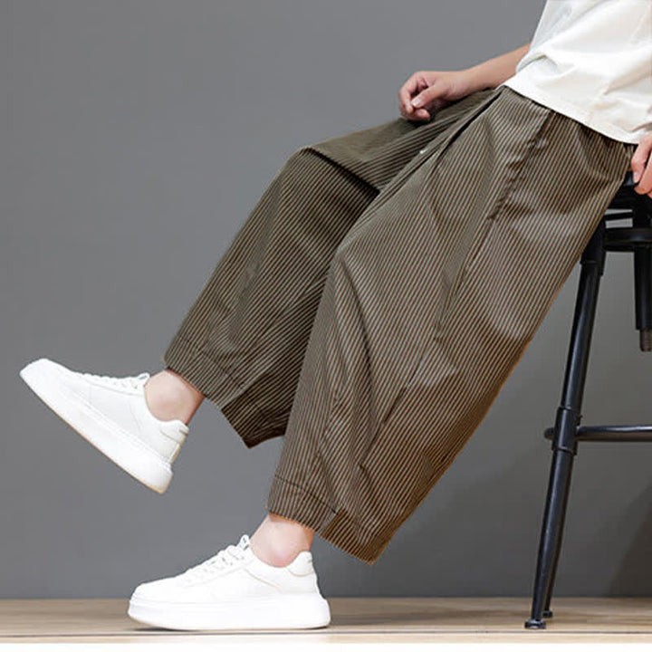Pantalon Capri rayé à cordon de serrage Buddha Stones , style sarouel, avec poches, idéal pour l'été. - Pérou - US/UK/AU46, EU56 (5XL) - image 20