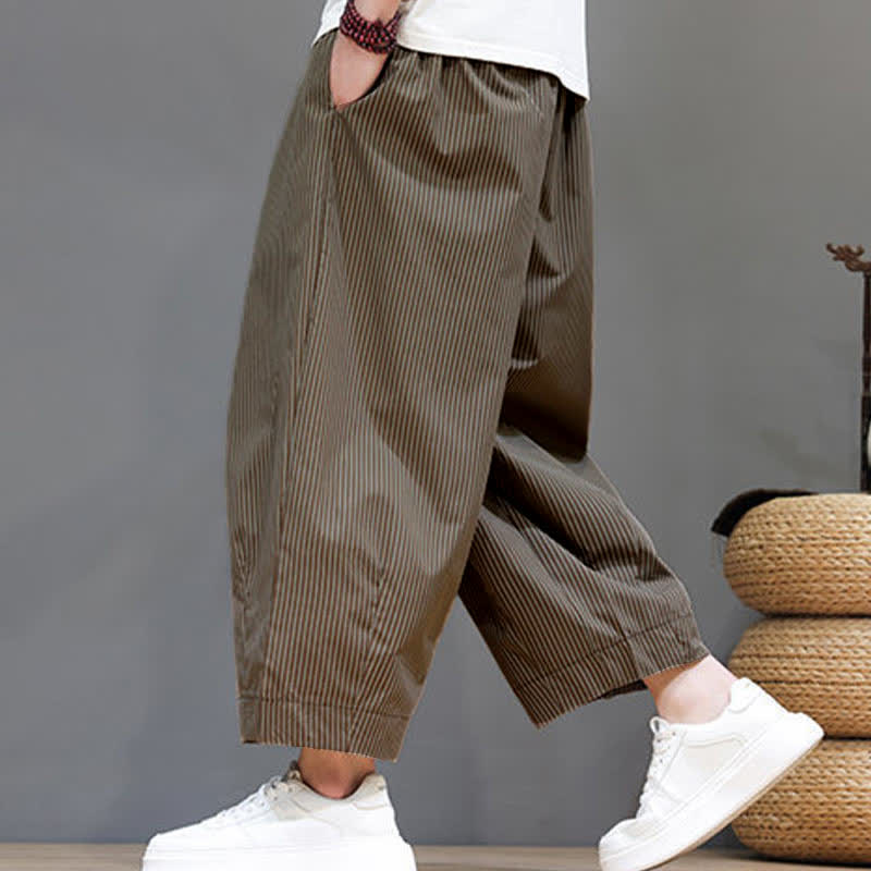 Pantalon Capri rayé à cordon de serrage Buddha Stones , style sarouel, avec poches, idéal pour l'été. - image 28