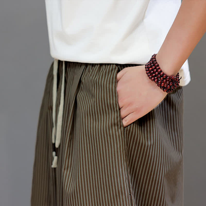 Pantalon Capri rayé à cordon de serrage Buddha Stones , style sarouel, avec poches, idéal pour l'été. - image 31