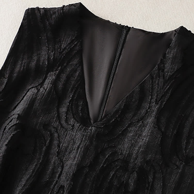 Buddha Stones Robe d'été sans manches pour femme, coupe élégante, décontractée et minimaliste, col en V, poches - image 12
