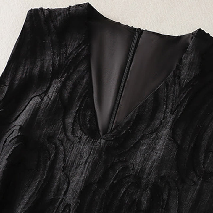 Buddha Stones Robe d'été sans manches pour femme, coupe élégante, décontractée et minimaliste, col en V, poches - image 12