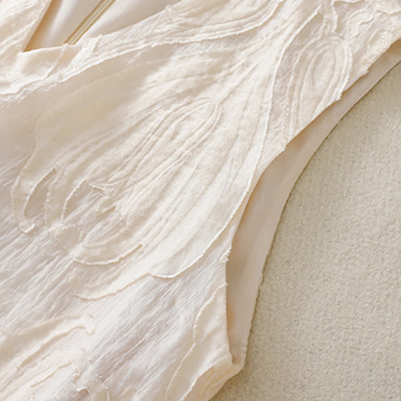 Buddha Stones Robe d'été sans manches pour femme, coupe élégante, décontractée et minimaliste, col en V, poches - image 4