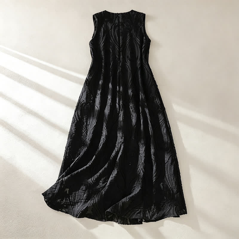 Buddha Stones Robe d'été sans manches pour femme, coupe élégante, décontractée et minimaliste, col en V, poches - image 10