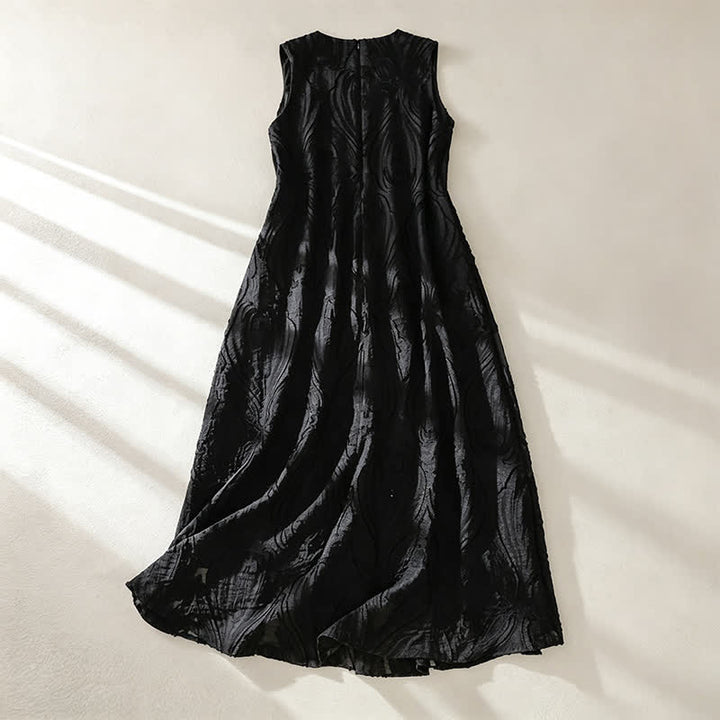 Buddha Stones Robe d'été sans manches pour femme, coupe élégante, décontractée et minimaliste, col en V, poches - image 10