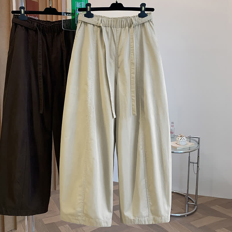 Buddha Stones Pantalon harem minimaliste décontracté de printemps à cordon de serrage, uni, avec poches - Beige - US8-10, UK/AU12-14, EU40-42 (2XL) - image 0