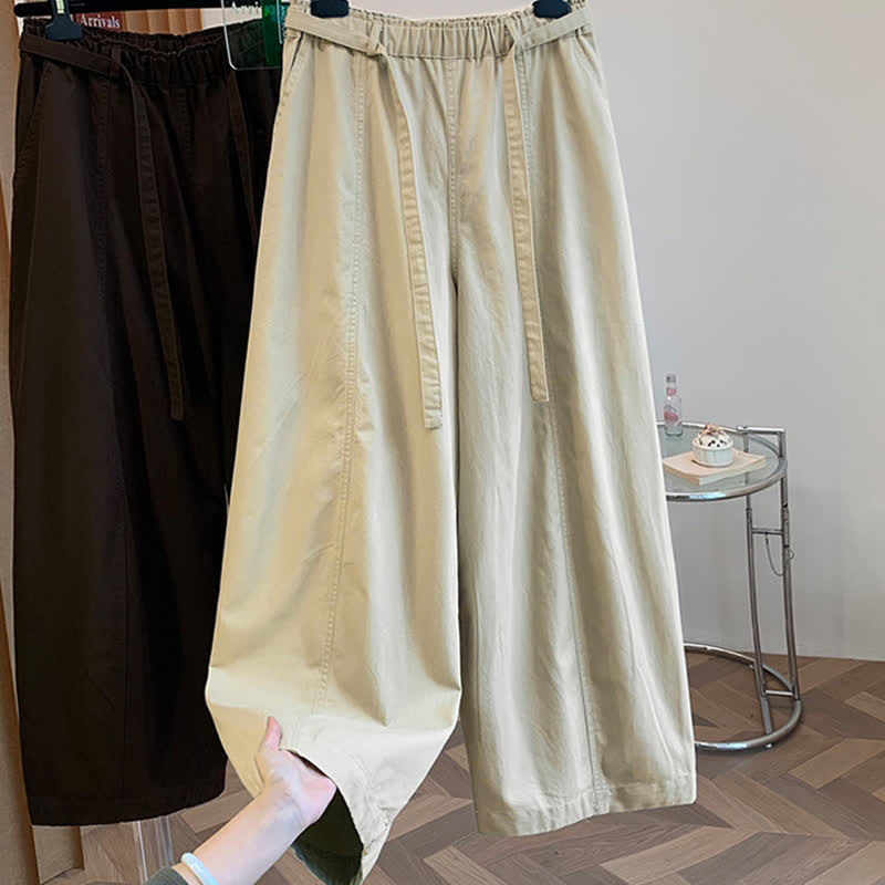 Buddha Stones Pantalon harem minimaliste décontracté de printemps à cordon de serrage, uni, avec poches - image 1