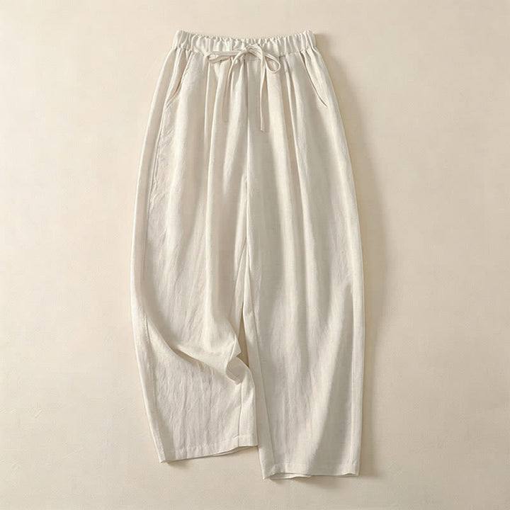 Buddha Stones Pantalon court uni décontracté d'été à cordon de serrage, jambes larges et poches pour femme - Beige - US12, UK/AU16, EU44 (3XL) - image 10