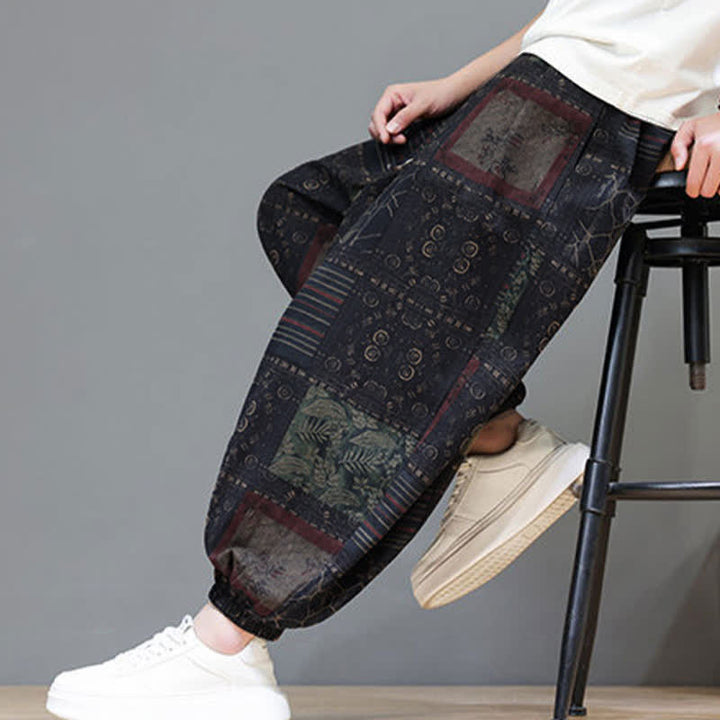 Buddha Stones Pantalon sarouel d'été bohème décontracté à cordon de serrage et à motifs géométriques courts, avec poches. - image 42