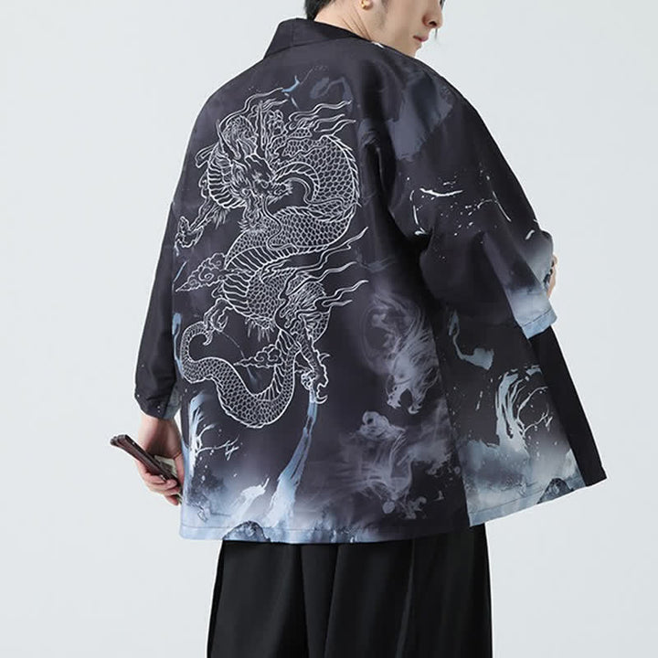 Buddha Stones Kimonos d'été décontractés pour hommes, imprimé grues vintage - image 17