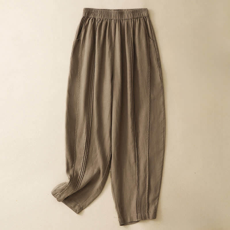 Buddha Stones Pantalon sarouel d'été minimaliste et décontracté, coupe courte, coutures verticales, avec poches. - Pérou - US8-10, UK/AU12-14, EU40-42 (2XL) - image 16