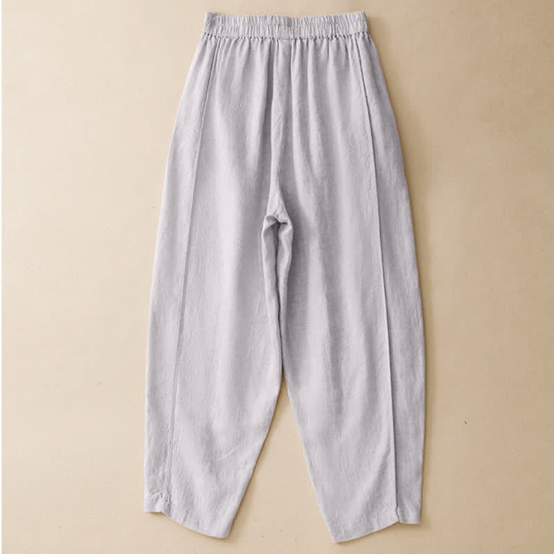 Buddha Stones Pantalon sarouel d'été minimaliste et décontracté, coupe courte, coutures verticales, avec poches. - image 1