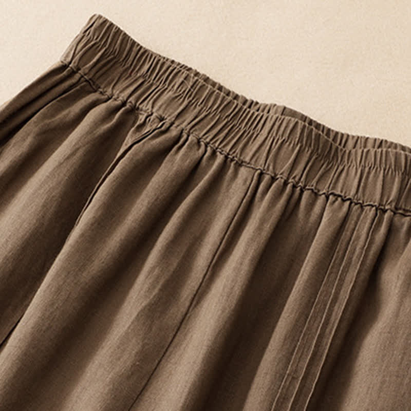 Buddha Stones Pantalon sarouel d'été minimaliste et décontracté, coupe courte, coutures verticales, avec poches. - image 18