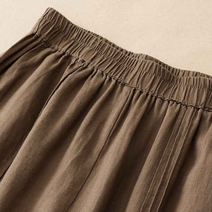 Buddha Stones Pantalon sarouel d'été minimaliste et décontracté, coupe courte, coutures verticales, avec poches. - image 18