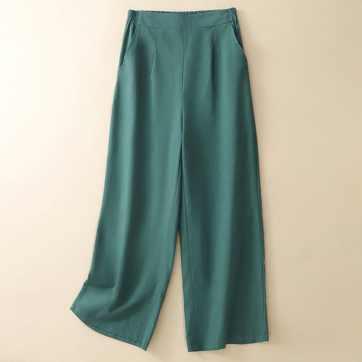 Buddha Stones Pantalon court uni élégant et minimaliste d'été pour femme, coupe droite, avec poches - Sarcelle - US8-10, UK/AU12-14, EU40-42 (2XL) - image 0