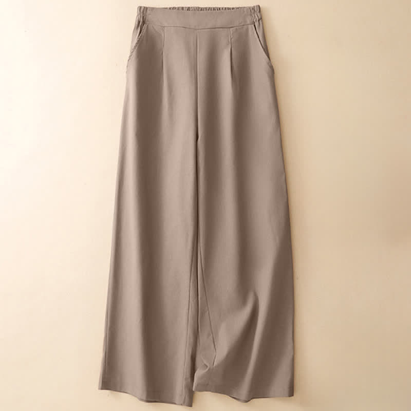 Buddha Stones Pantalon court uni élégant et minimaliste d'été pour femme, coupe droite, avec poches - image 11