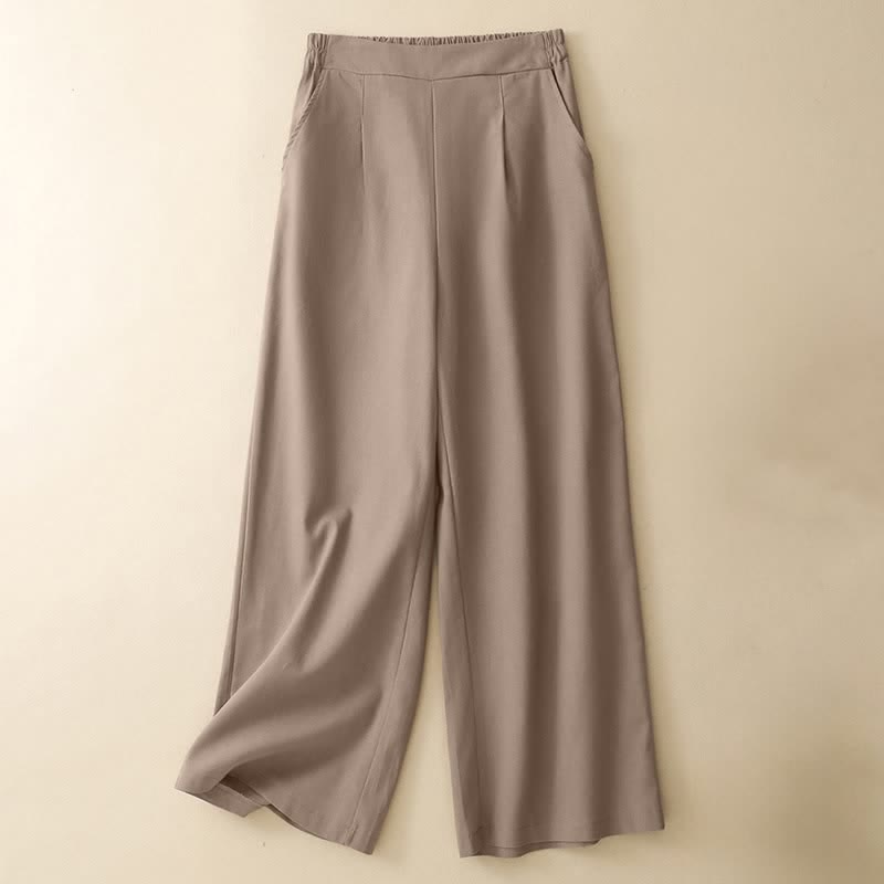 Buddha Stones Pantalon court uni élégant et minimaliste d'été pour femme, coupe droite, avec poches - Tanné - US8-10, UK/AU12-14, EU40-42 (2XL) - image 9