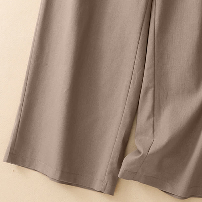 Buddha Stones Pantalon court uni élégant et minimaliste d'été pour femme, coupe droite, avec poches - image 16