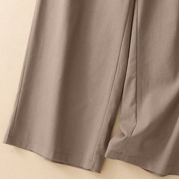 Buddha Stones Pantalon court uni élégant et minimaliste d'été pour femme, coupe droite, avec poches - image 16