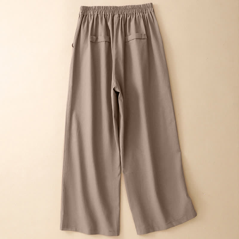 Buddha Stones Pantalon court uni élégant et minimaliste d'été pour femme, coupe droite, avec poches - image 10