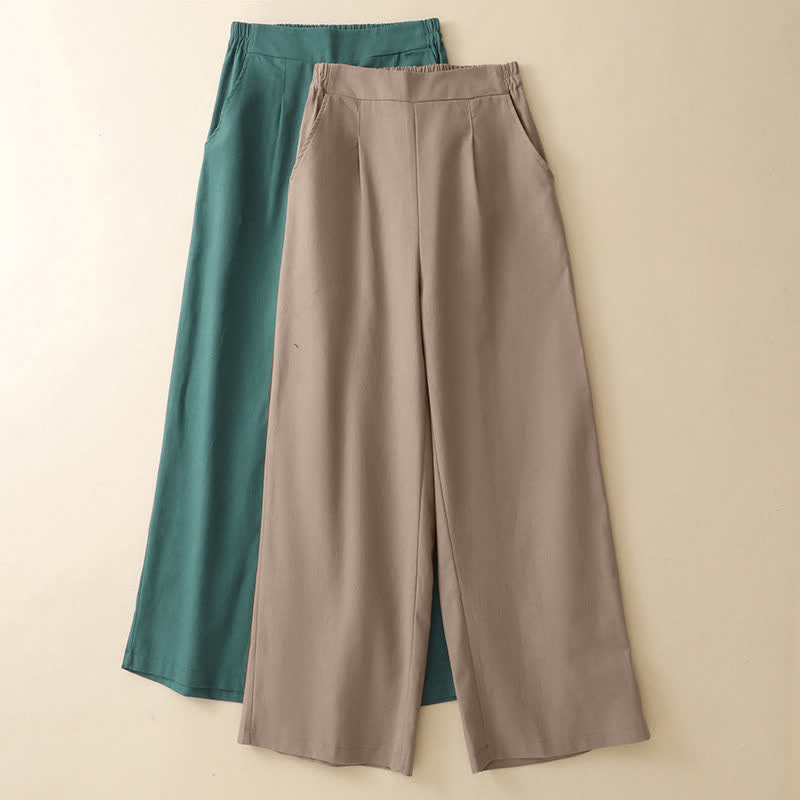 Buddha Stones Pantalon court uni élégant et minimaliste d'été pour femme, coupe droite, avec poches - image 19