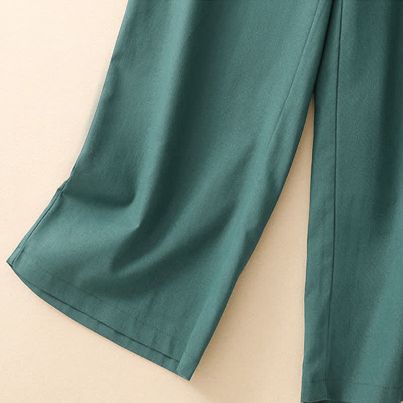 Buddha Stones Pantalon court uni élégant et minimaliste d'été pour femme, coupe droite, avec poches - image 7