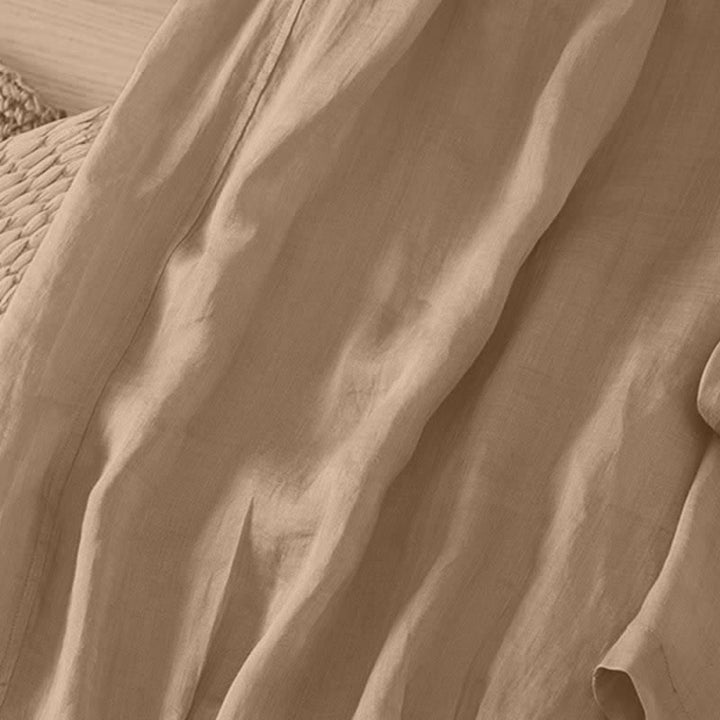 Buddha Stones Pantalon Capri bohème décontracté d'été à cordon de serrage, uni, jambes larges, avec poches - image 3