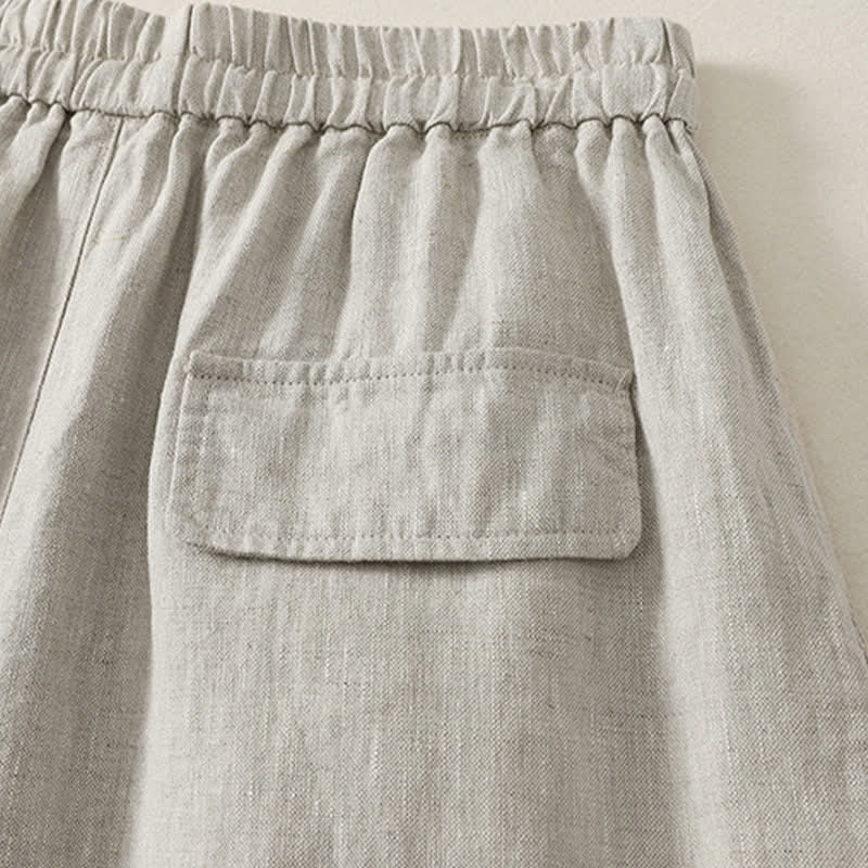 Buddha Stones Pantalon court uni décontracté d'été à cordon de serrage, jambes larges et poches pour femme - image 19