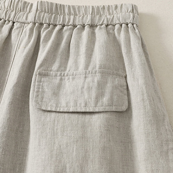 Buddha Stones Pantalon court uni décontracté d'été à cordon de serrage, jambes larges et poches pour femme - image 19