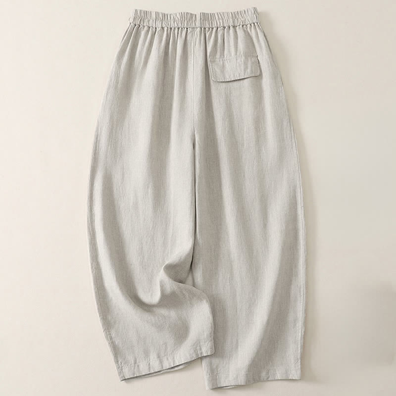 Buddha Stones Pantalon court uni décontracté d'été à cordon de serrage, jambes larges et poches pour femme - image 13