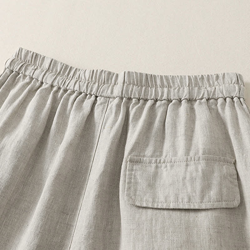 Buddha Stones Pantalon court uni décontracté d'été à cordon de serrage, jambes larges et poches pour femme - image 18