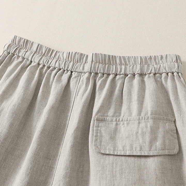 Buddha Stones Pantalon court uni décontracté d'été à cordon de serrage, jambes larges et poches pour femme - image 18