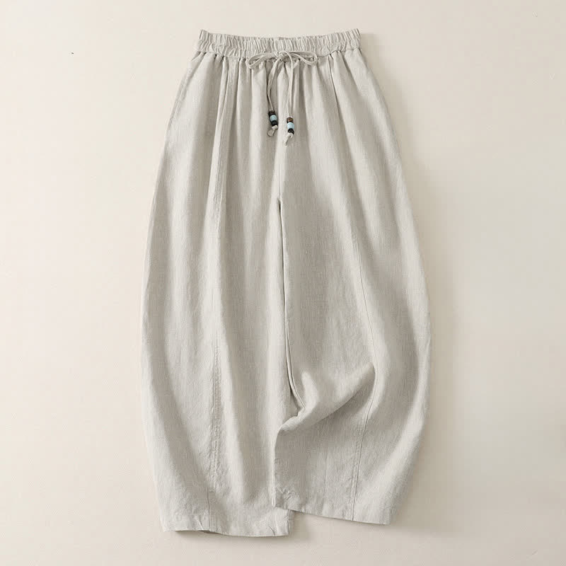 Buddha Stones Pantalon court uni décontracté d'été à cordon de serrage, jambes larges et poches pour femme - Lin - US8-10, UK/AU12-14, EU40-42 (2XL) - image 12