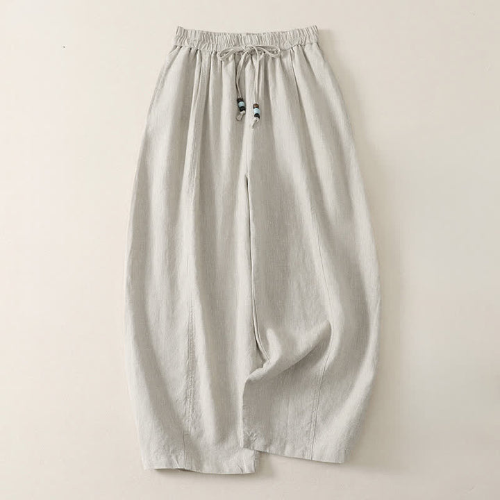Buddha Stones Pantalon court uni décontracté d'été à cordon de serrage, jambes larges et poches pour femme - Lin - US8-10, UK/AU12-14, EU40-42 (2XL) - image 12