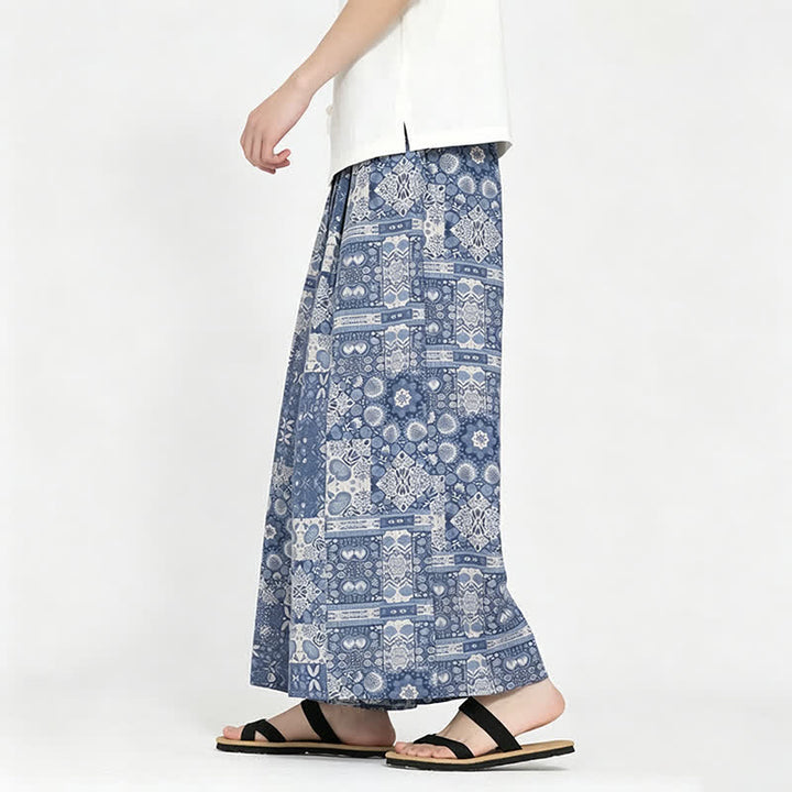 Buddha Stones Pantalon Capri fleuri bohème décontracté d'été à cordon de serrage et poches pour homme - image 4