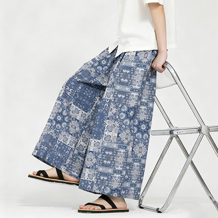 Buddha Stones Pantalon Capri fleuri bohème décontracté d'été à cordon de serrage et poches pour homme - image 7